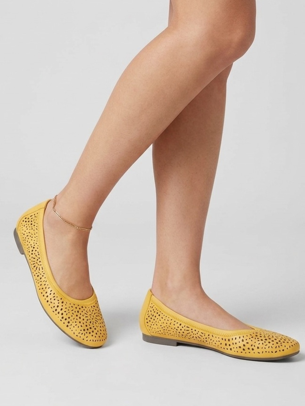 Vionic Robyn Yellow Perforated Ballet Flats